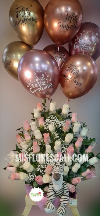 Arreglo Floral Y Globos Ref #420 | Mis Flores Cali