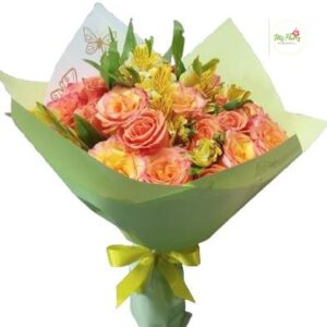 Bouquet Con Rosas Y Astromelias