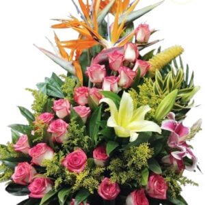 Arreglo Floral Con Rosas Rosadas