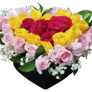 Caja Con Rosas De Colores