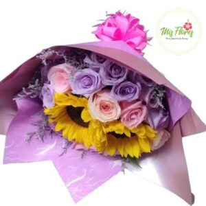 Bouquet De Rosas y Girasoles