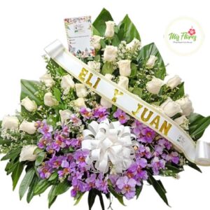 Arreglo fúnebre con Rosas y Orquideas