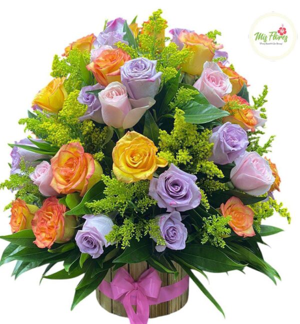 Canasta con rosas