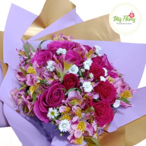 Bouquet  de Rosas y Astromelias