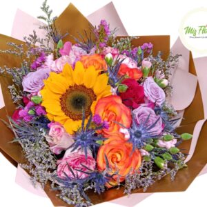 Bouquet De Rosas y Girasol
