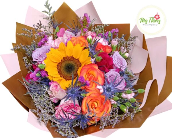 Bouquet De Rosas y Girasol