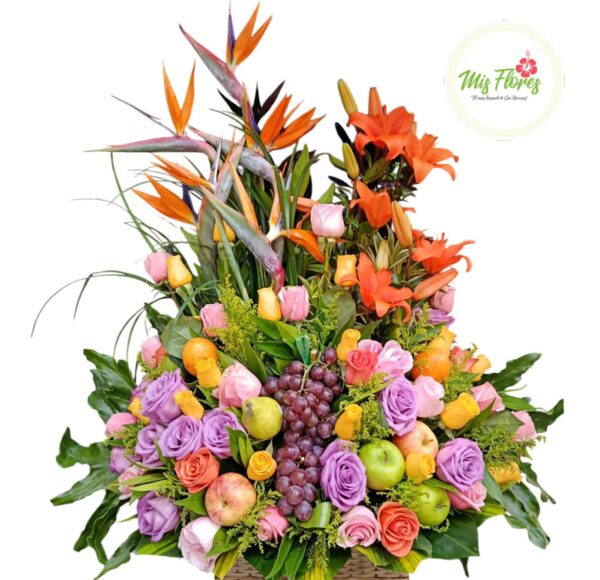 Arreglo Frutal Con Rosas