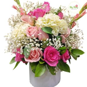 Cilindro De Rosas y Hortensias