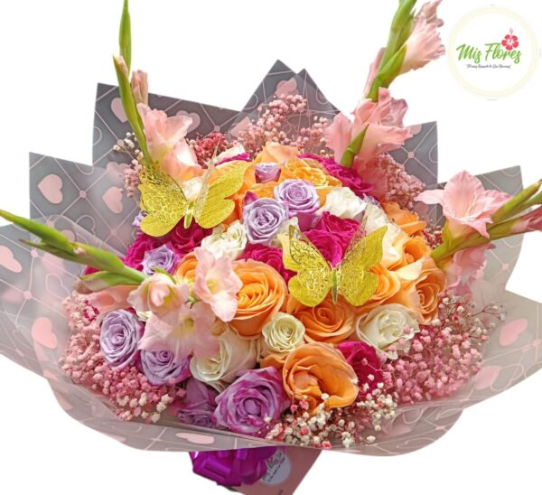 Bouquet Con  Rosas y Gladiolos