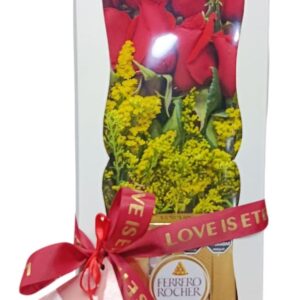 Caja De Rosas Salmon Con Chocolates