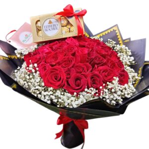 Bouquet Con Rosas Rojas Y Chocolates
