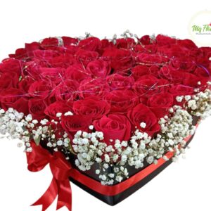 Caja Corazón Con Rosas Rojas