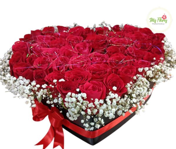 Caja Corazón Con Rosas Rojas