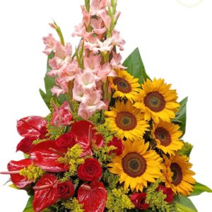 Arreglo Floral Con Girasoles y Anturios