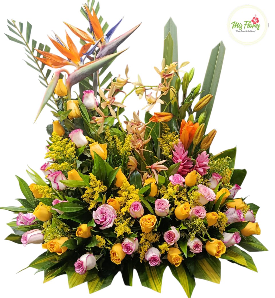 Arreglo Floral Con Rosas Y Orquidea