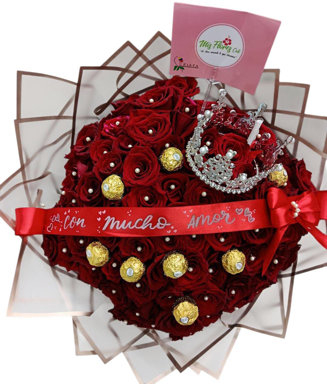 Bouquet Con Rosas Rojas y Ferrero