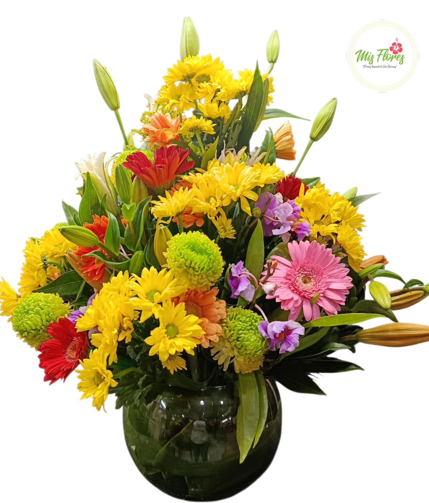 Cristal Con Margaritas Y Gerberas.