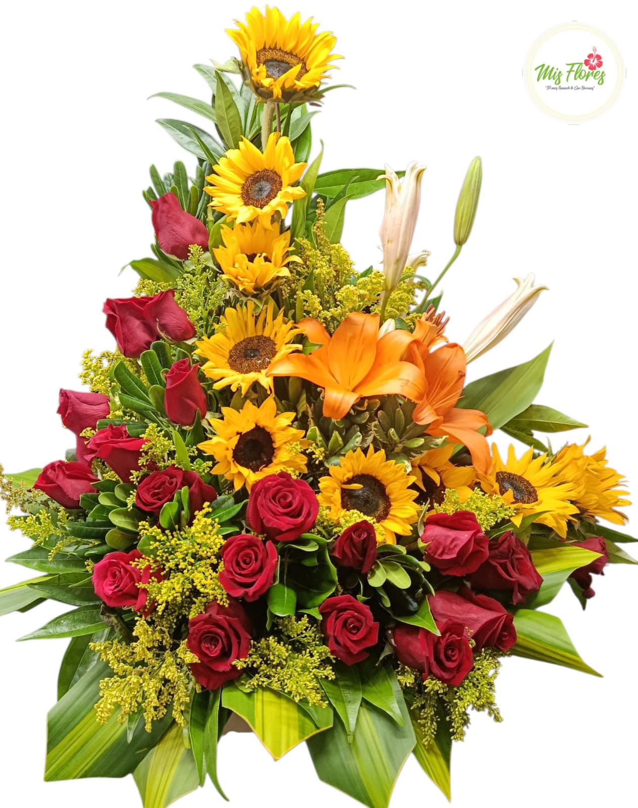 Arreglo Con Rosas Y Girasoles