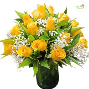 Jarrón Con Rosas Amarillas