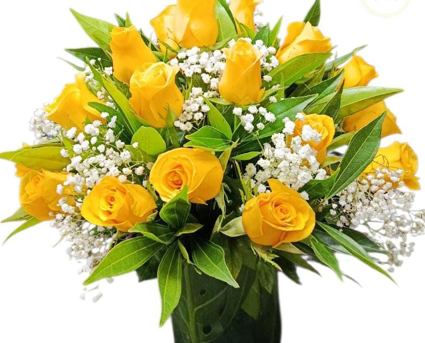 Jarrón Con Rosas Amarillas