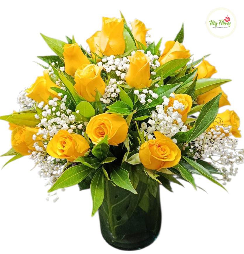 Jarrón Con Rosas Amarillas