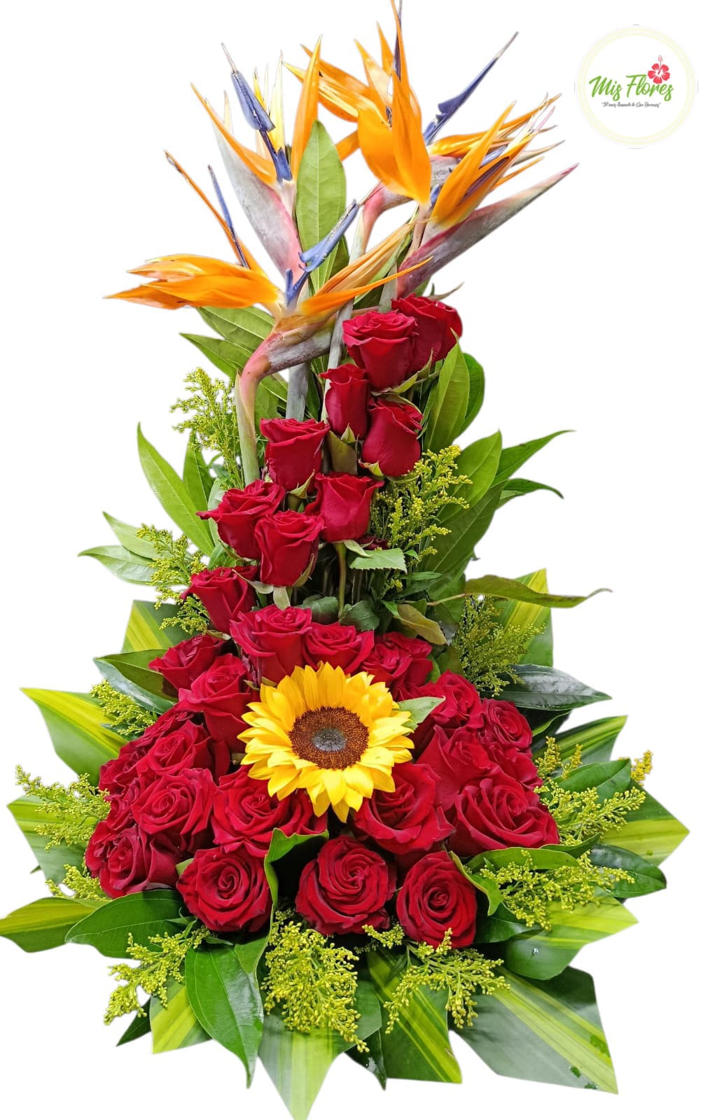 Arreglo floral Con Girasol Y Rosas