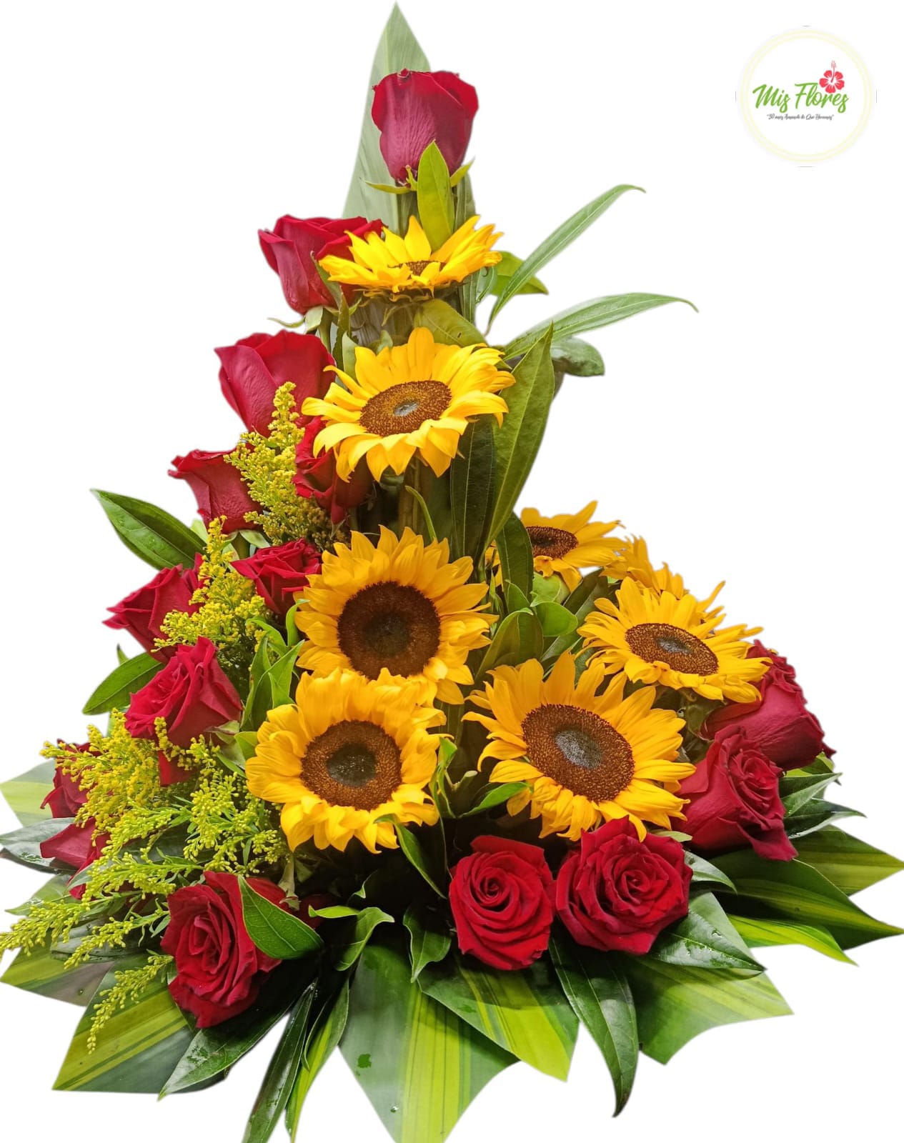 Arreglo Floral Con rosas Y Girasoles