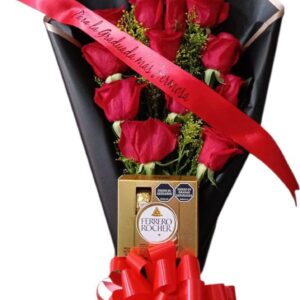 Bouquet Con Rosas Y Chocolates Ferrero