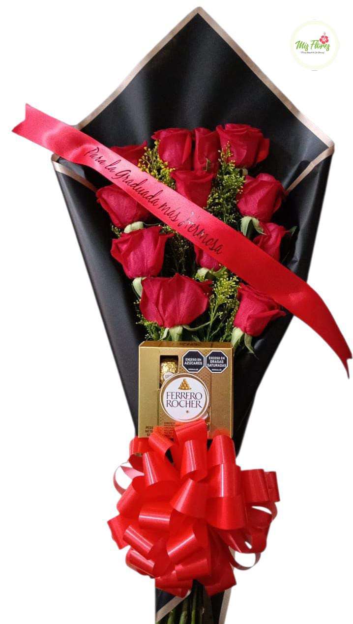 Bouquet Con Rosas Y Chocolates Ferrero
