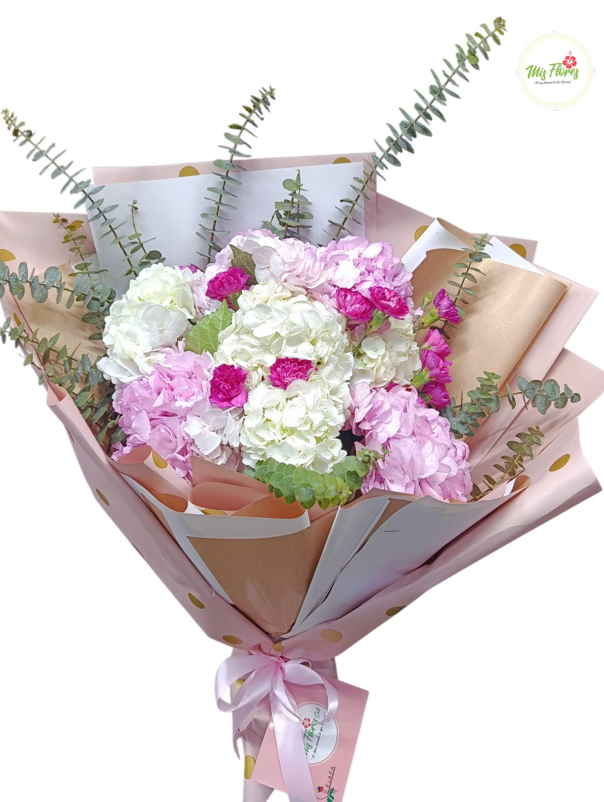 Bouquet Con Hortensias Y Clavellinas