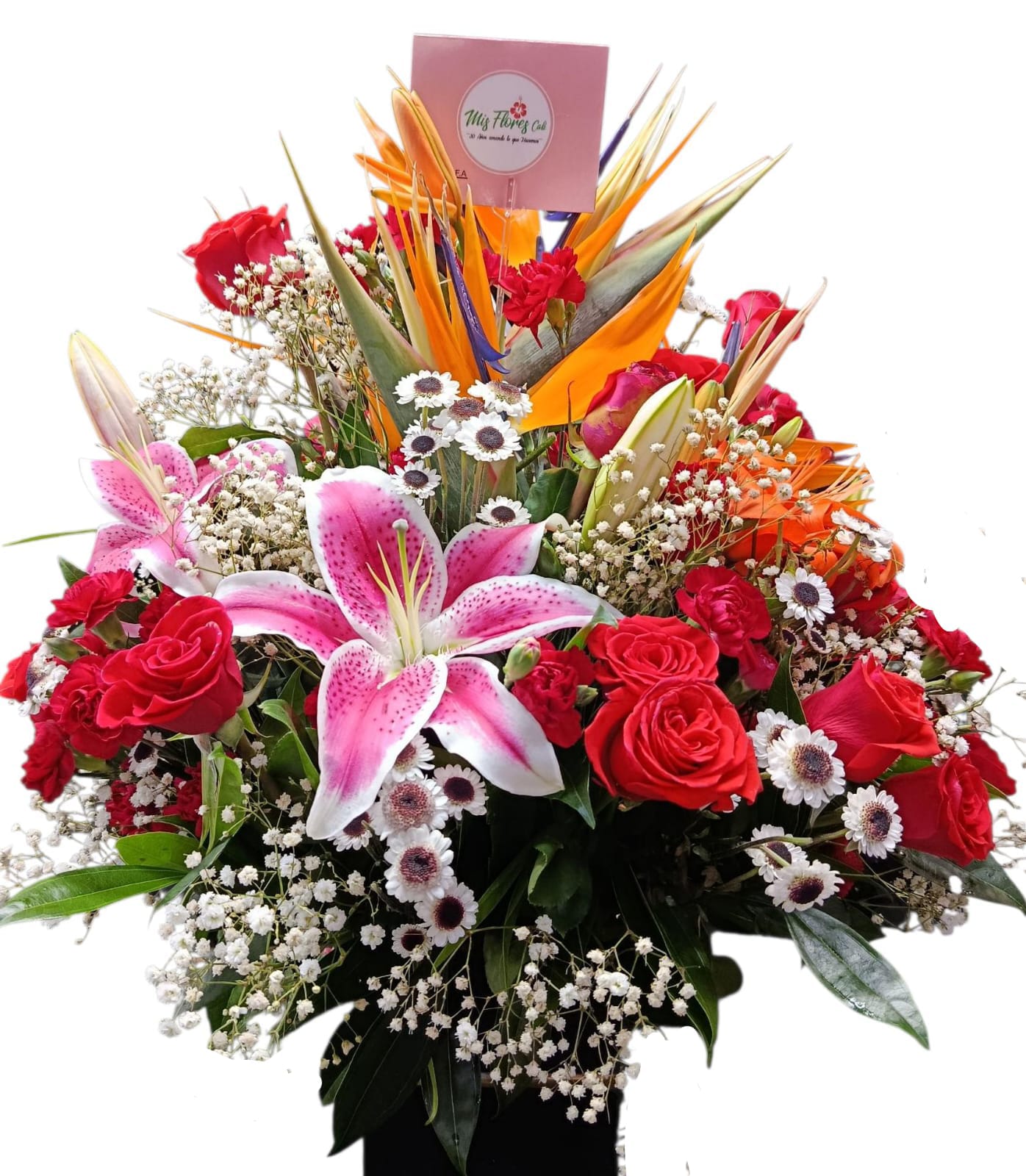 Arreglo Floral Con Rosas Y Lirios