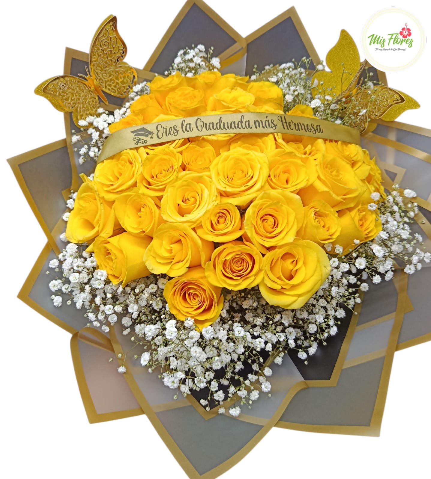 Bouquet Con Rosas Amarillas Especial Para Grado