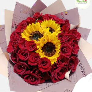 Bouquet Girasoles Y Rosas