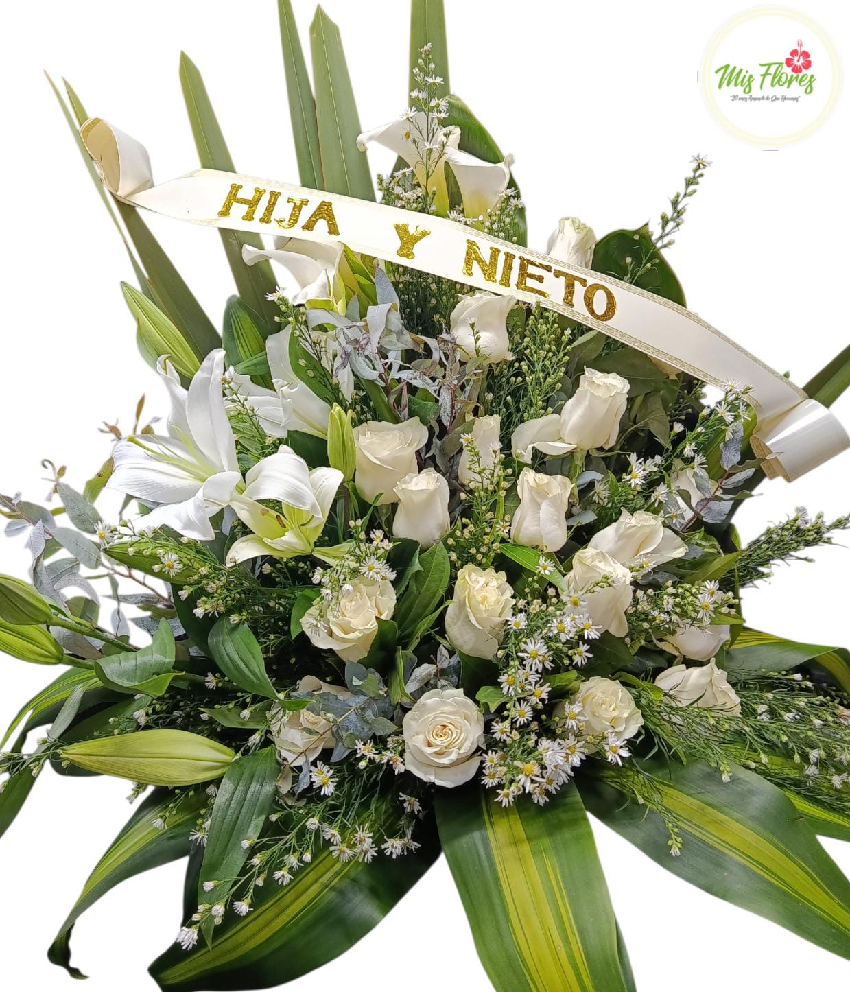 Arreglo Fúnebre Con Rosas Blancas