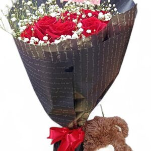 Bouquet De Rosas, Peluche Y Ferrero Rocher