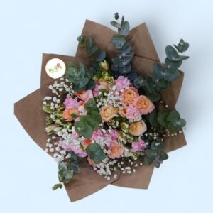 Bouquet de rosas con eucalipto Cali