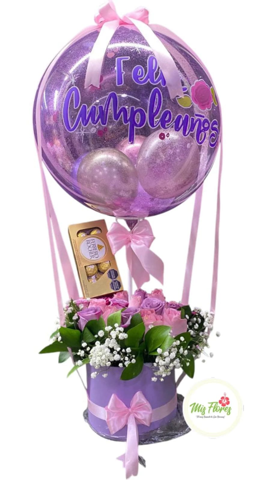 arreglo con globo burbuja y chocolates ref 2013