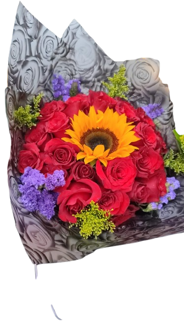 bouquet de girasol y rosas ref2021