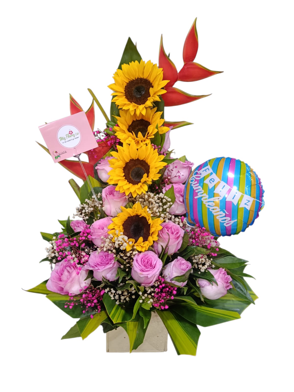 arreglo floral girasoles y rosas ref2056