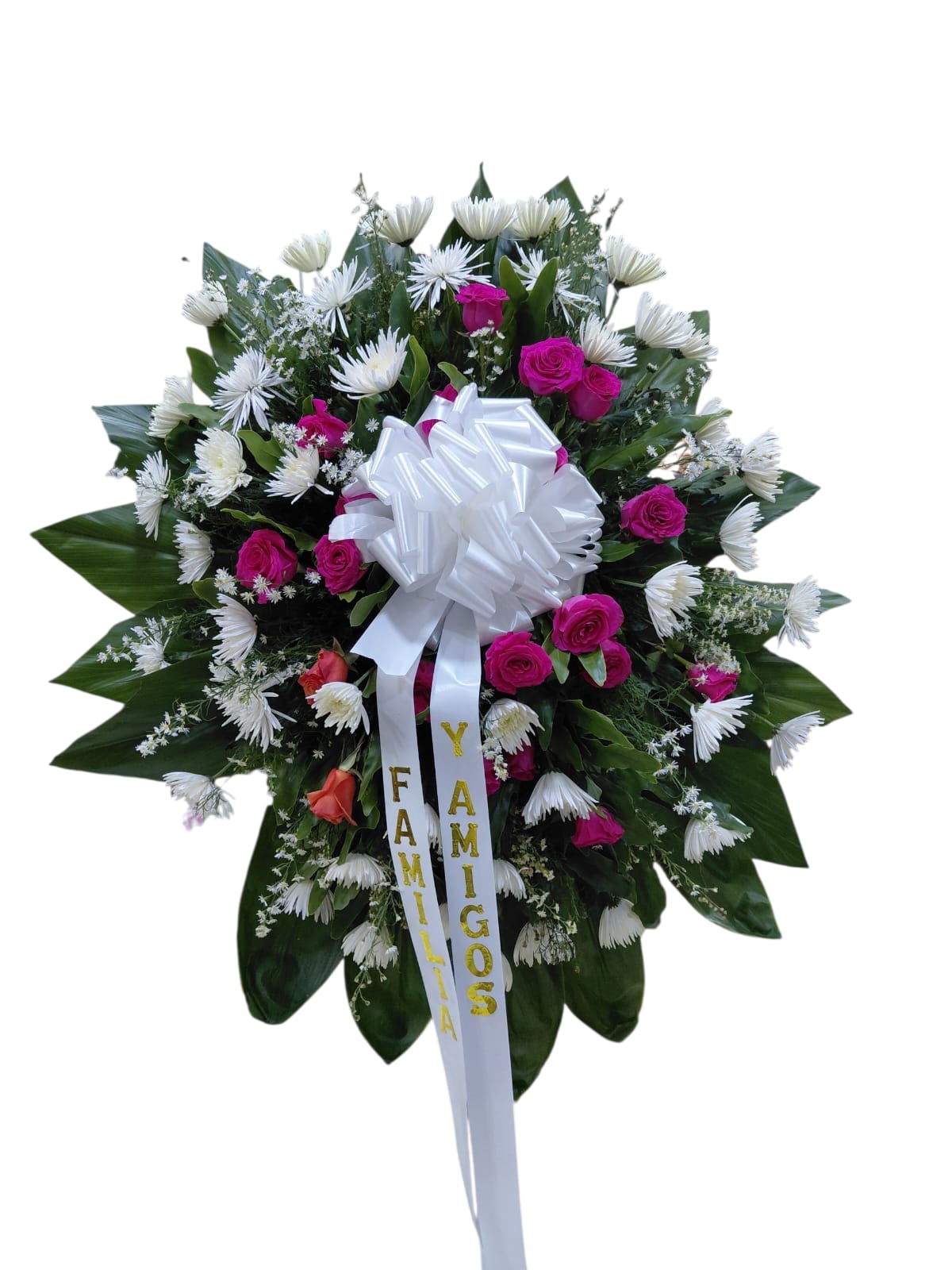 corona funebre en rosa de color ref2069