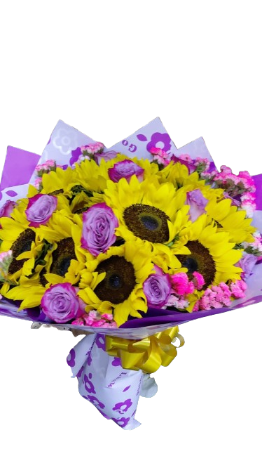 bouquet de girasoles y rosas ref 2073